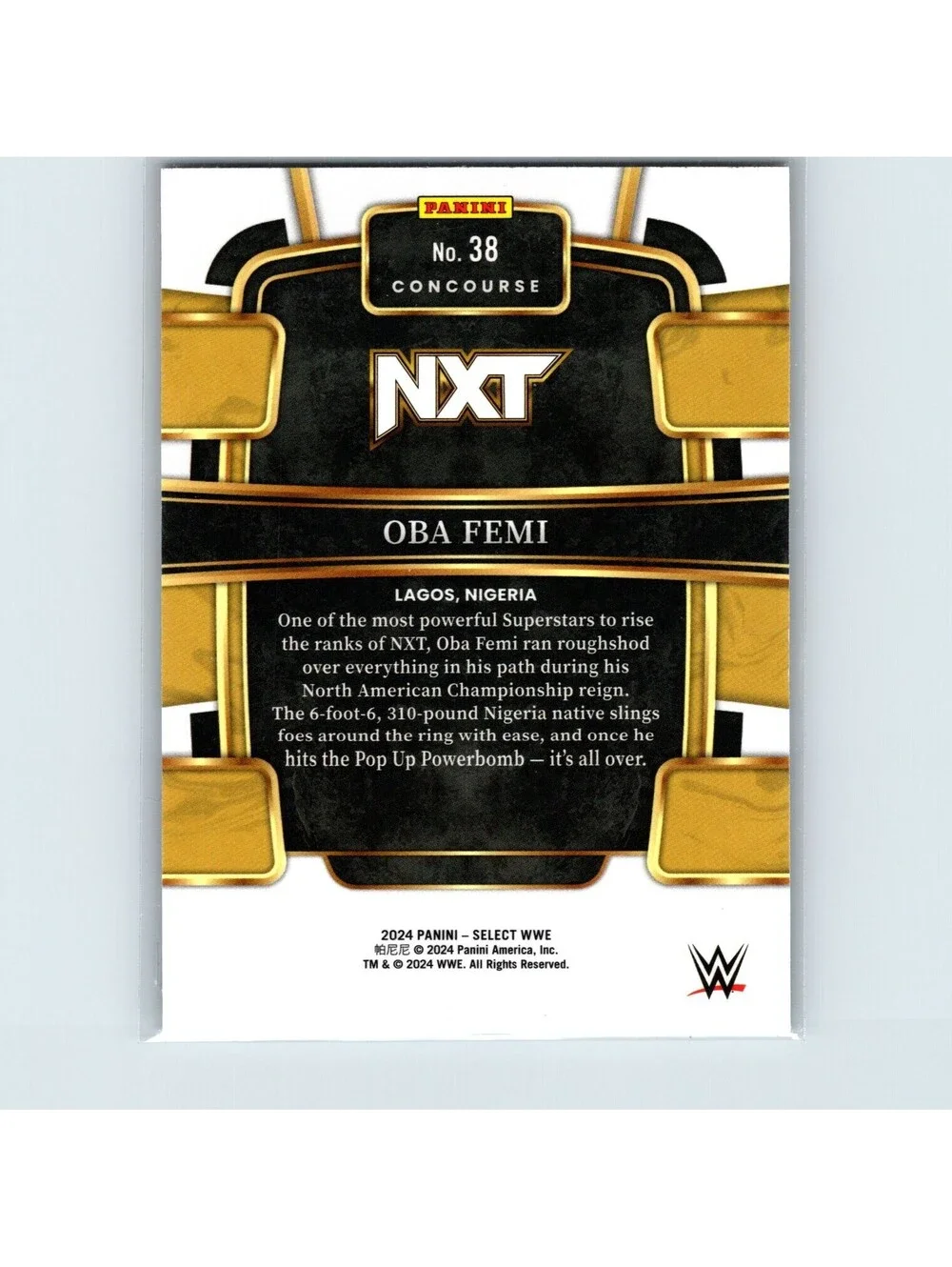 2024 Panini Select WWE Oba Femi Rookie #38 Red and Blue